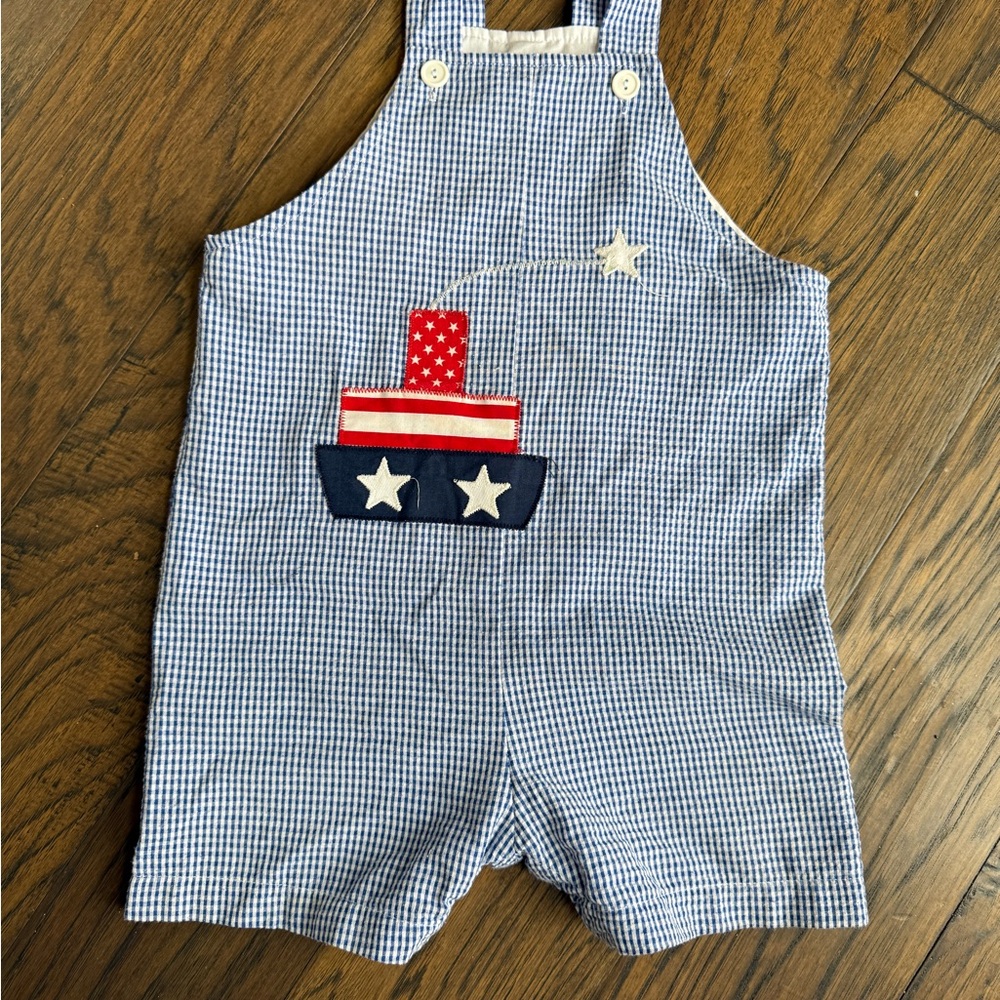 Blue and Red Nautical Jumpsuit with Boat Design